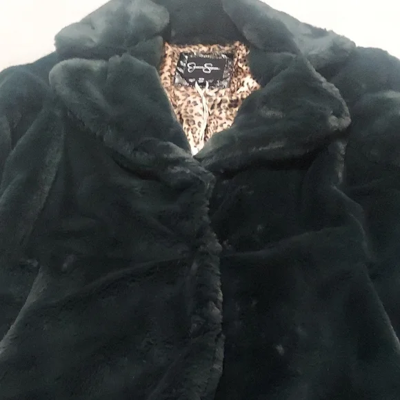 Jessica Simpson Forest Green   Faux Fur Coat - Picture 4 of 17